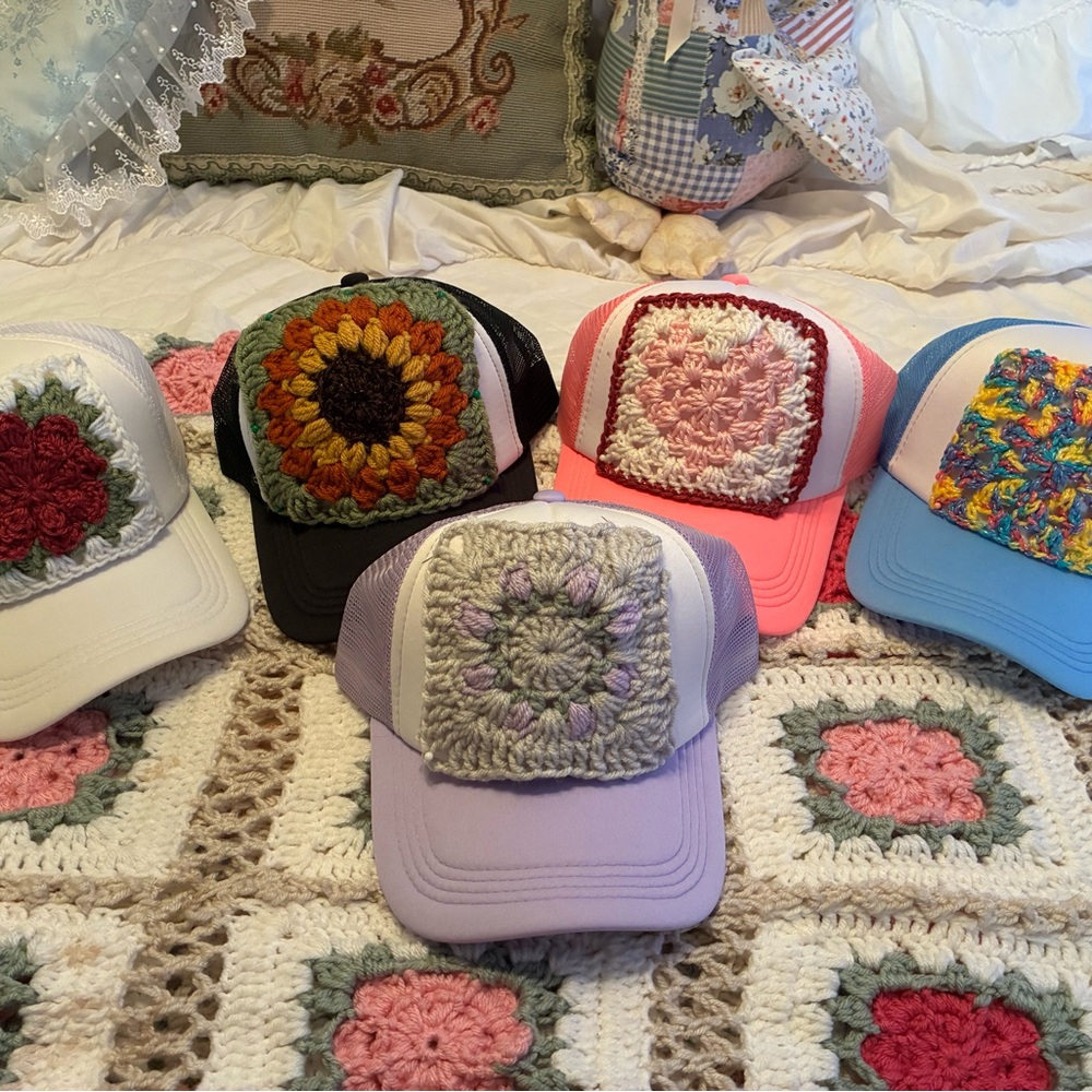 Handmade Crochet Patch Trucker Hat